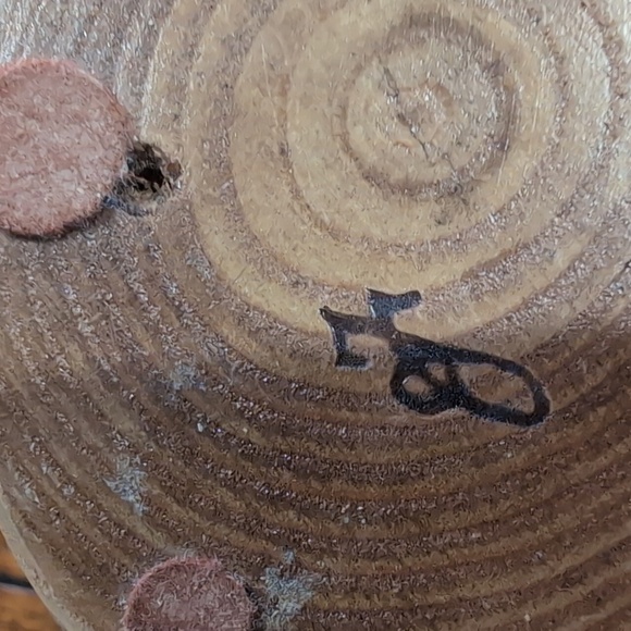 Two Piece Lot - Vintage Hand Turned Raw Edge Ashwood Bowl & Vase - Hand Signed - Picture 5 of 12